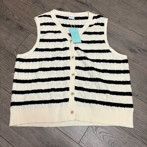 Cream striped sweater vest xl